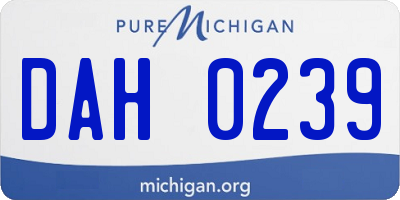 MI license plate DAH0239