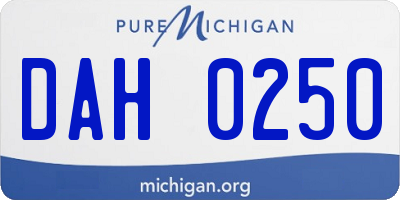MI license plate DAH0250