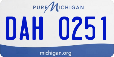 MI license plate DAH0251
