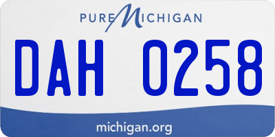MI license plate DAH0258