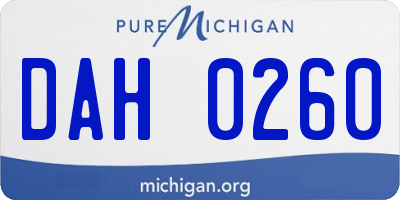 MI license plate DAH0260