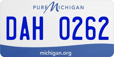 MI license plate DAH0262