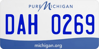 MI license plate DAH0269