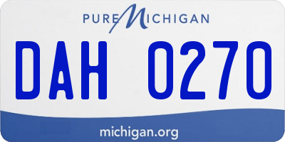 MI license plate DAH0270
