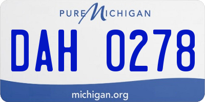 MI license plate DAH0278