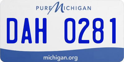 MI license plate DAH0281