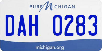 MI license plate DAH0283
