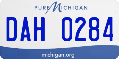 MI license plate DAH0284