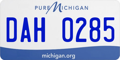 MI license plate DAH0285