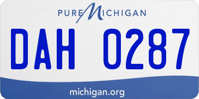 MI license plate DAH0287