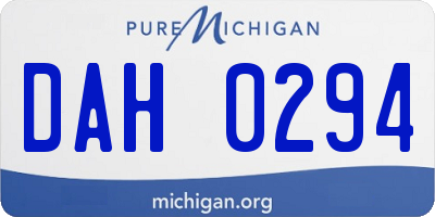 MI license plate DAH0294