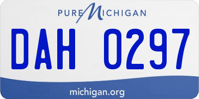 MI license plate DAH0297