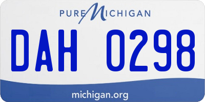 MI license plate DAH0298