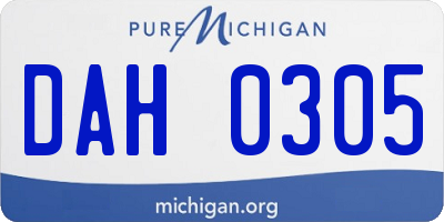 MI license plate DAH0305