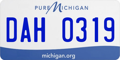 MI license plate DAH0319