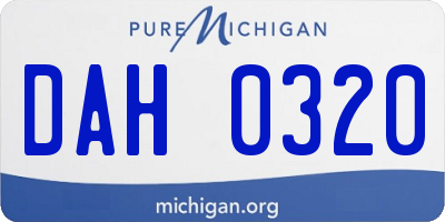 MI license plate DAH0320
