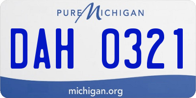 MI license plate DAH0321