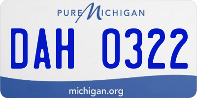 MI license plate DAH0322