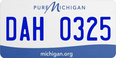 MI license plate DAH0325