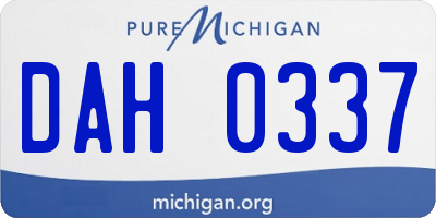 MI license plate DAH0337