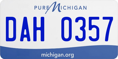 MI license plate DAH0357