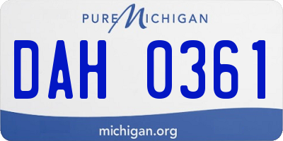 MI license plate DAH0361