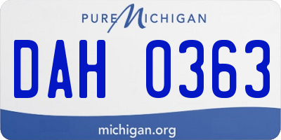 MI license plate DAH0363