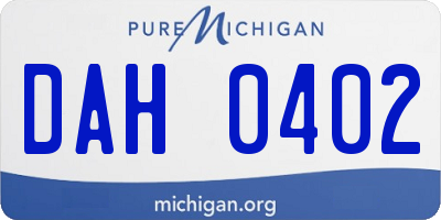 MI license plate DAH0402