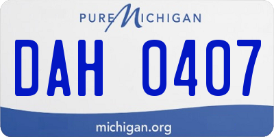 MI license plate DAH0407