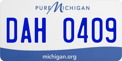 MI license plate DAH0409
