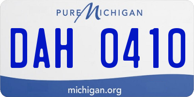 MI license plate DAH0410