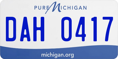 MI license plate DAH0417