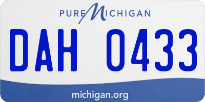 MI license plate DAH0433