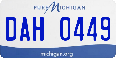 MI license plate DAH0449
