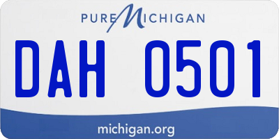 MI license plate DAH0501