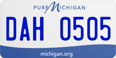 MI license plate DAH0505