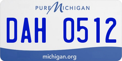 MI license plate DAH0512