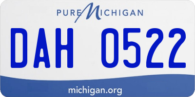 MI license plate DAH0522
