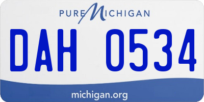 MI license plate DAH0534