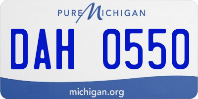 MI license plate DAH0550