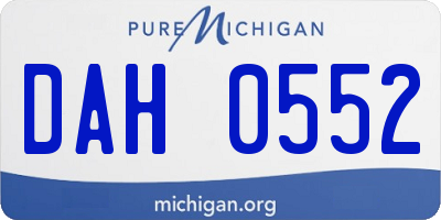 MI license plate DAH0552