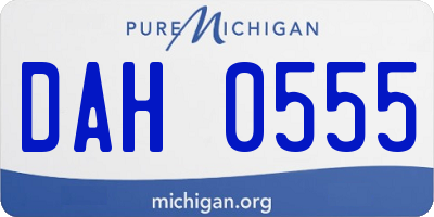 MI license plate DAH0555