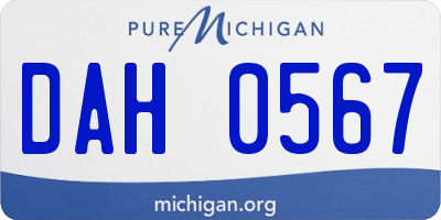 MI license plate DAH0567