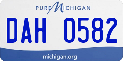MI license plate DAH0582