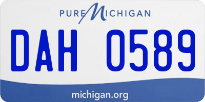 MI license plate DAH0589