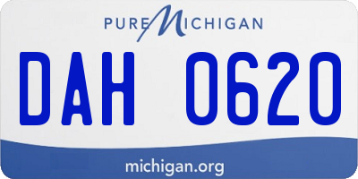 MI license plate DAH0620