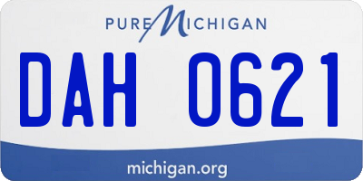 MI license plate DAH0621