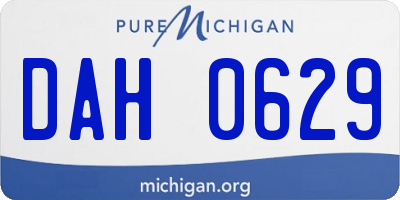 MI license plate DAH0629