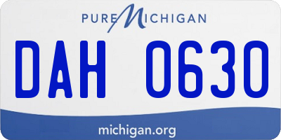 MI license plate DAH0630