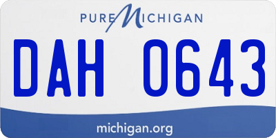 MI license plate DAH0643